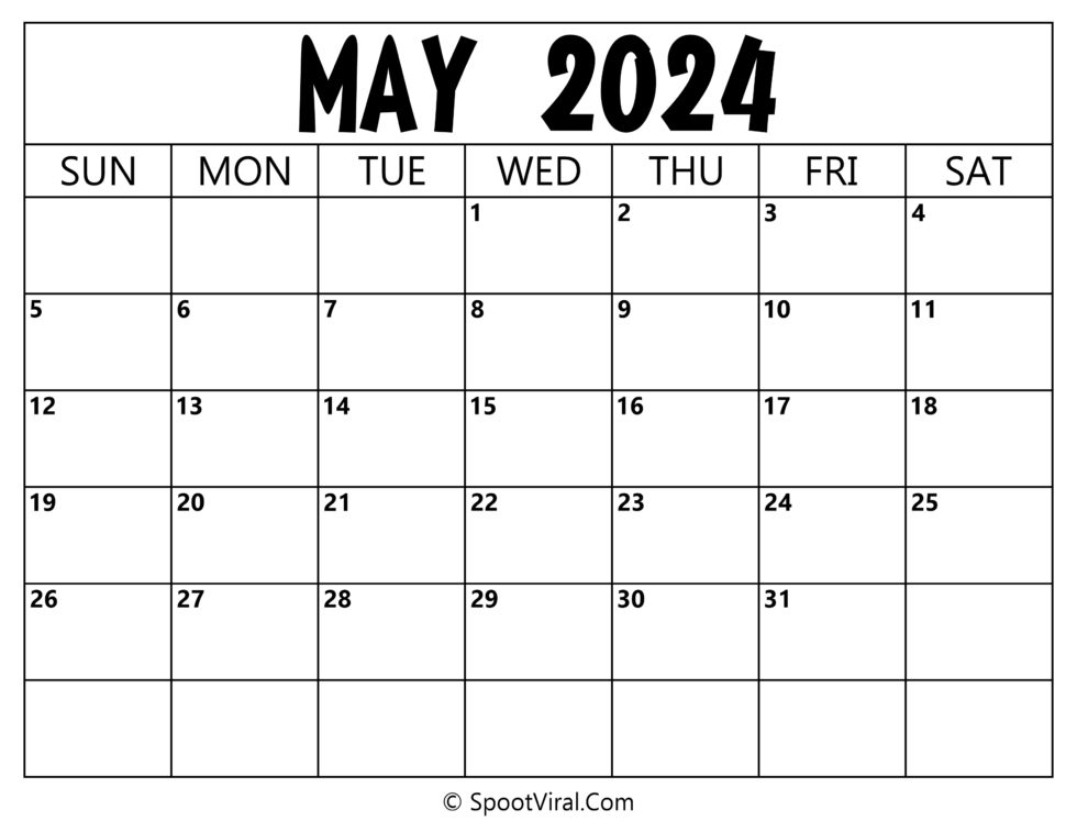 Free May 2024 Calendar Printable