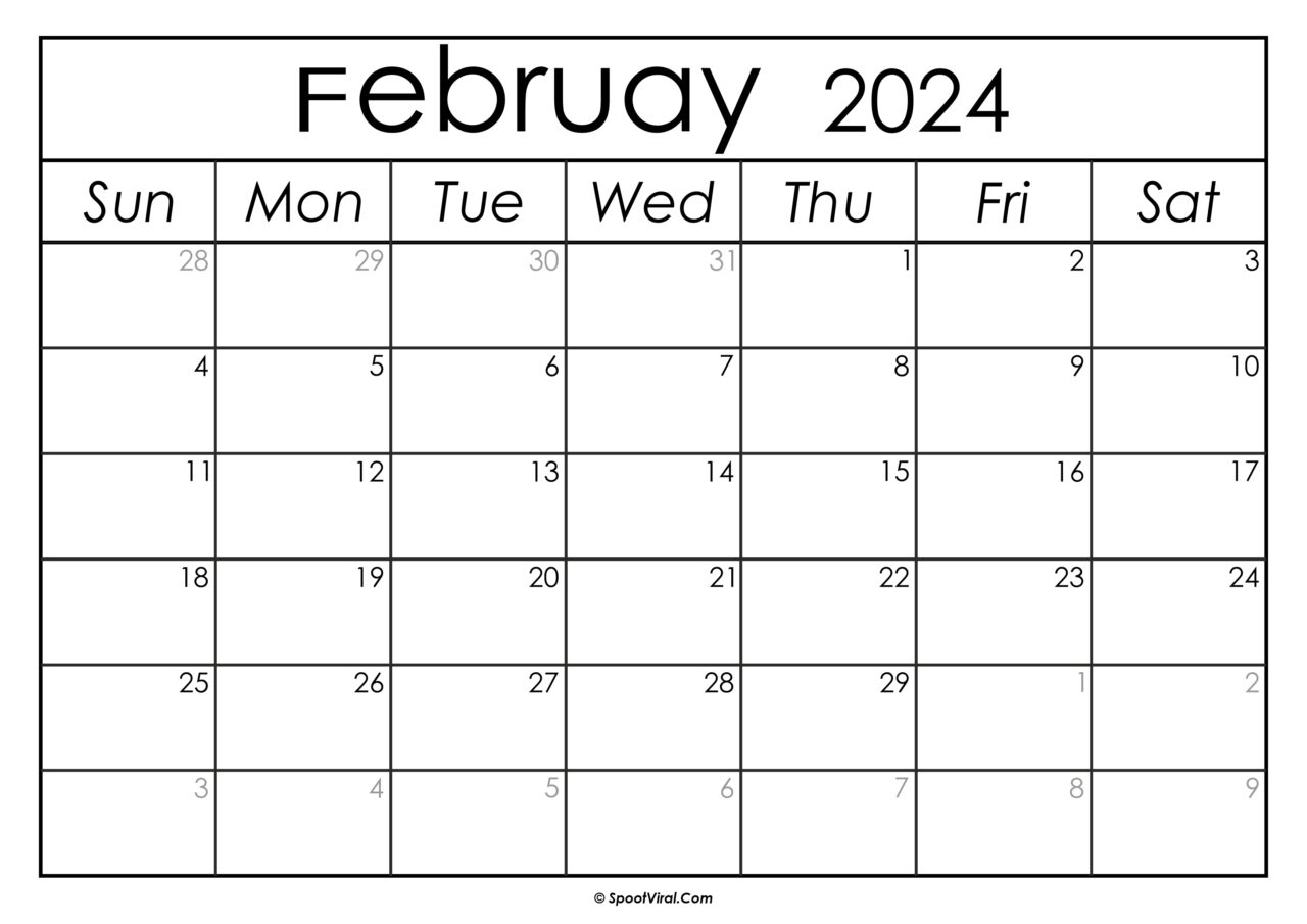 Free February 2024 Calendar Printable