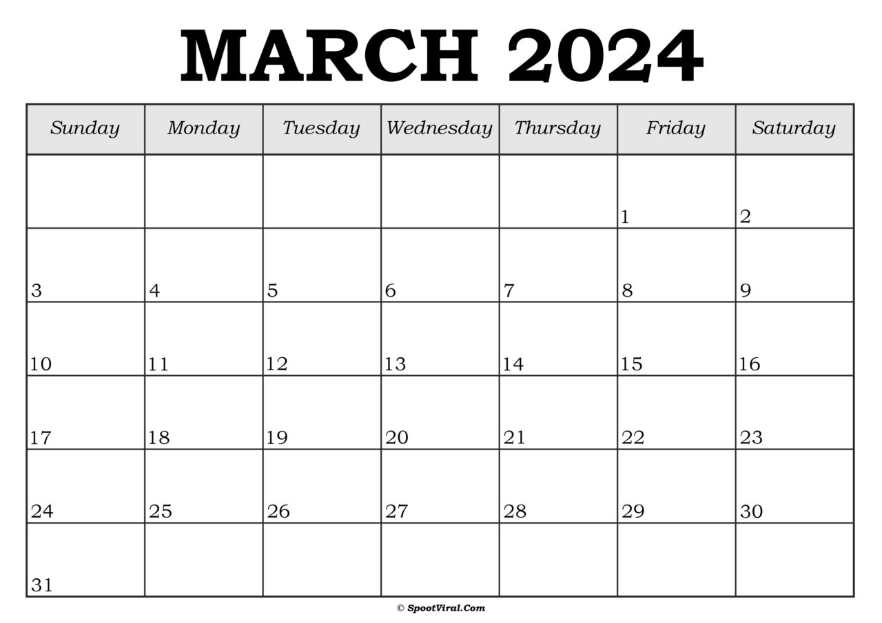 Free March 2024 Calendar Printable