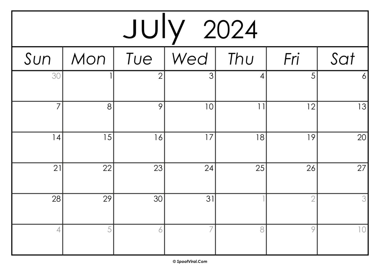 Free July 2024 Calendar Printable