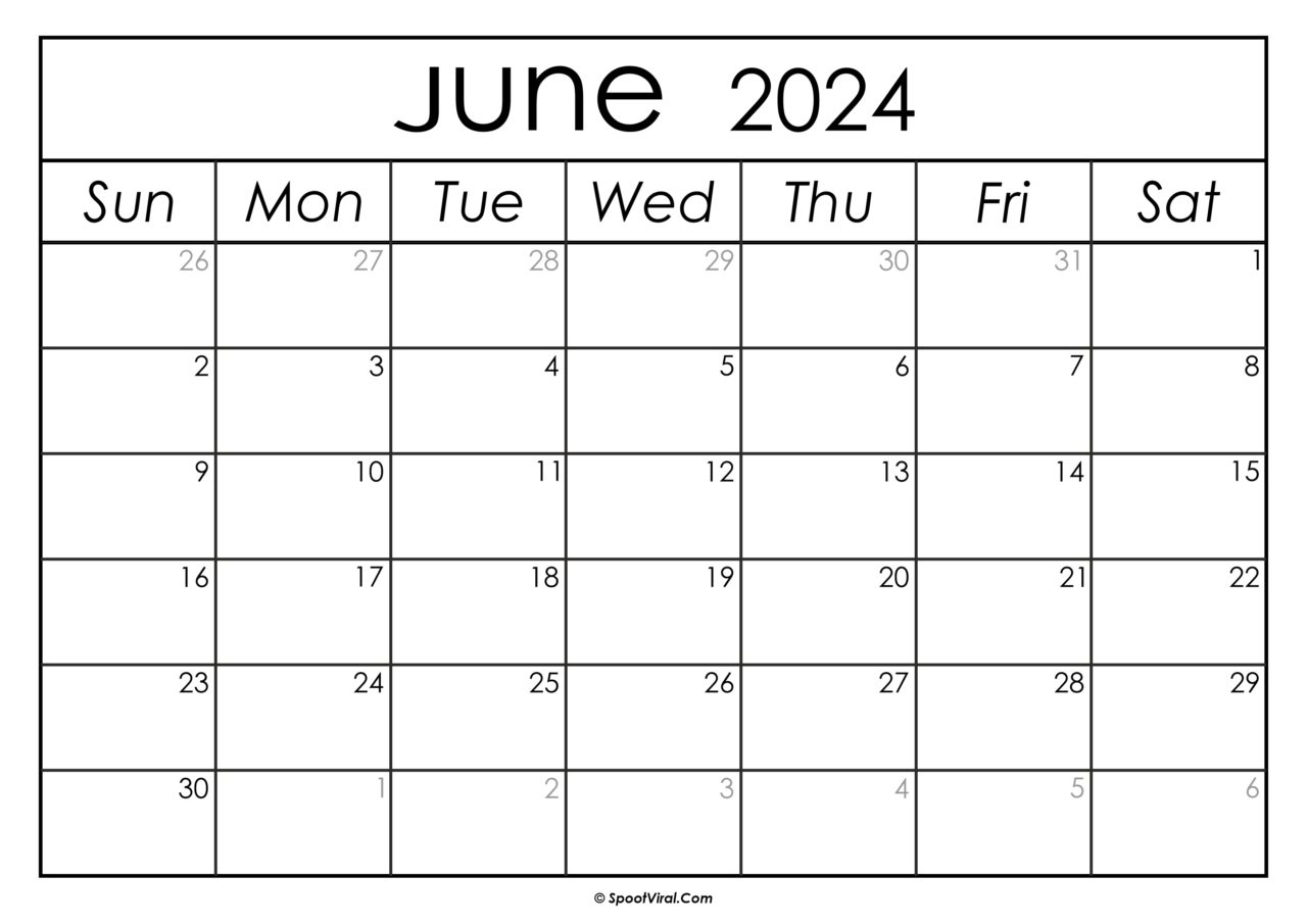 Free June 2024 Calendar Printable