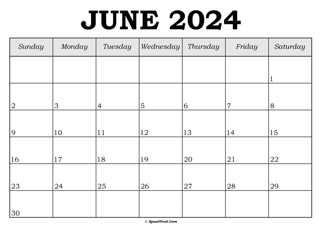 Free June 2024 Calendar Printable