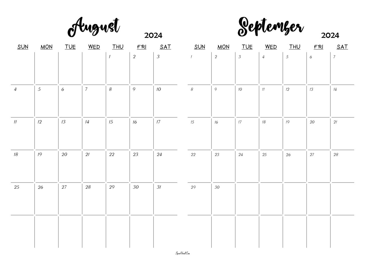 August September 2024 Calendar Templates SpootViral