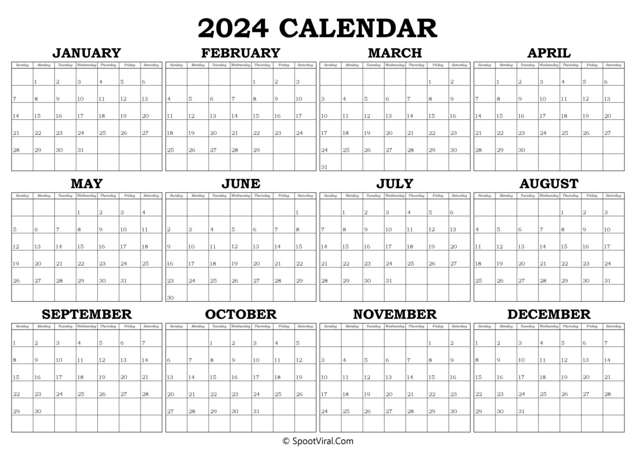 2024 Yearly Calendar - Latest Calendar Printable Templates