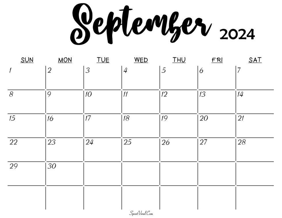 Free September 2024 Calendar Printable