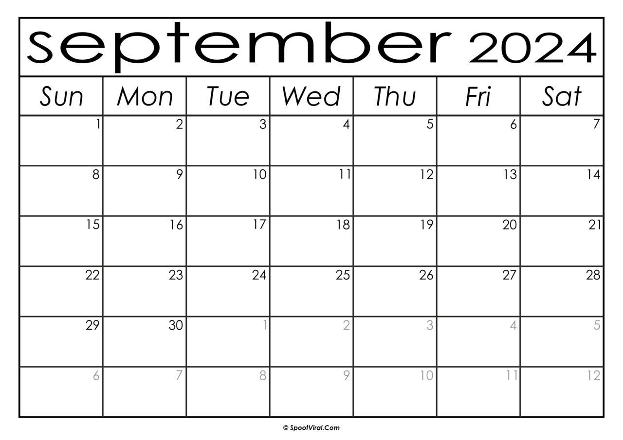 Free September 2024 Calendar Printable