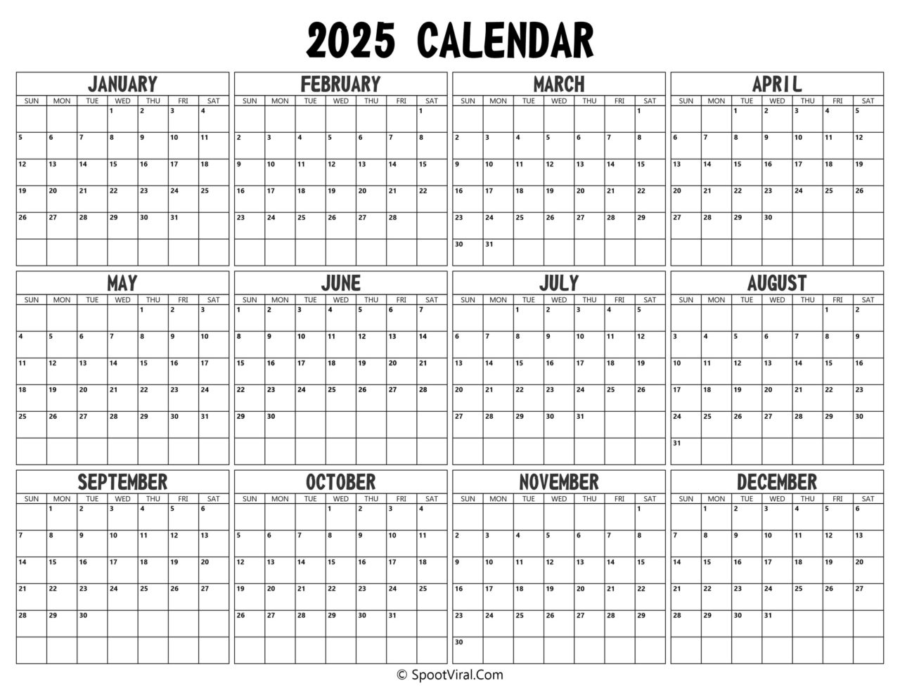 Printable 2025 Calendar By Month Pdf