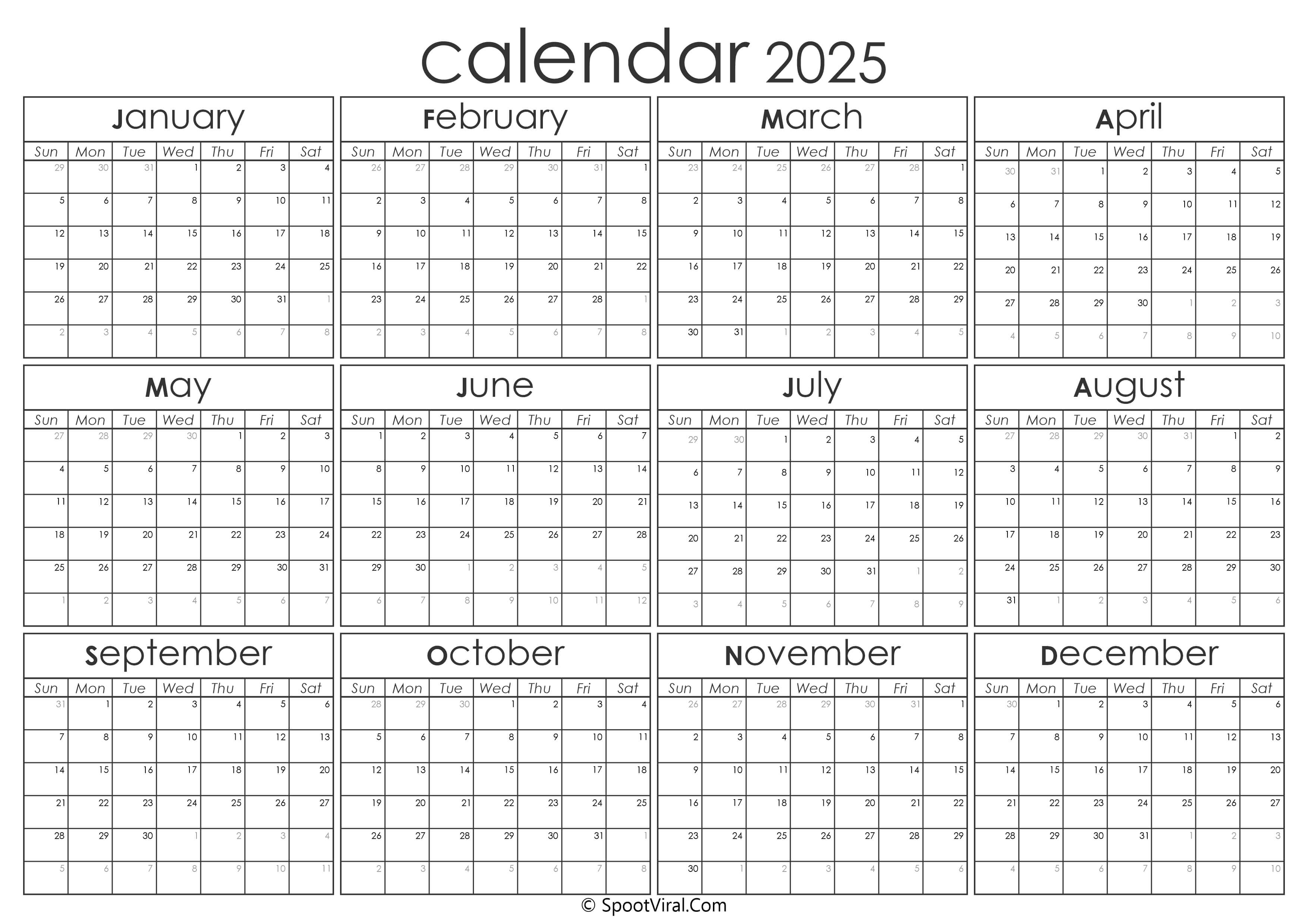 2025 Yearly Calendar Latest Calendar Printable Templates