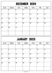 Calendar 2024 December 2025 January