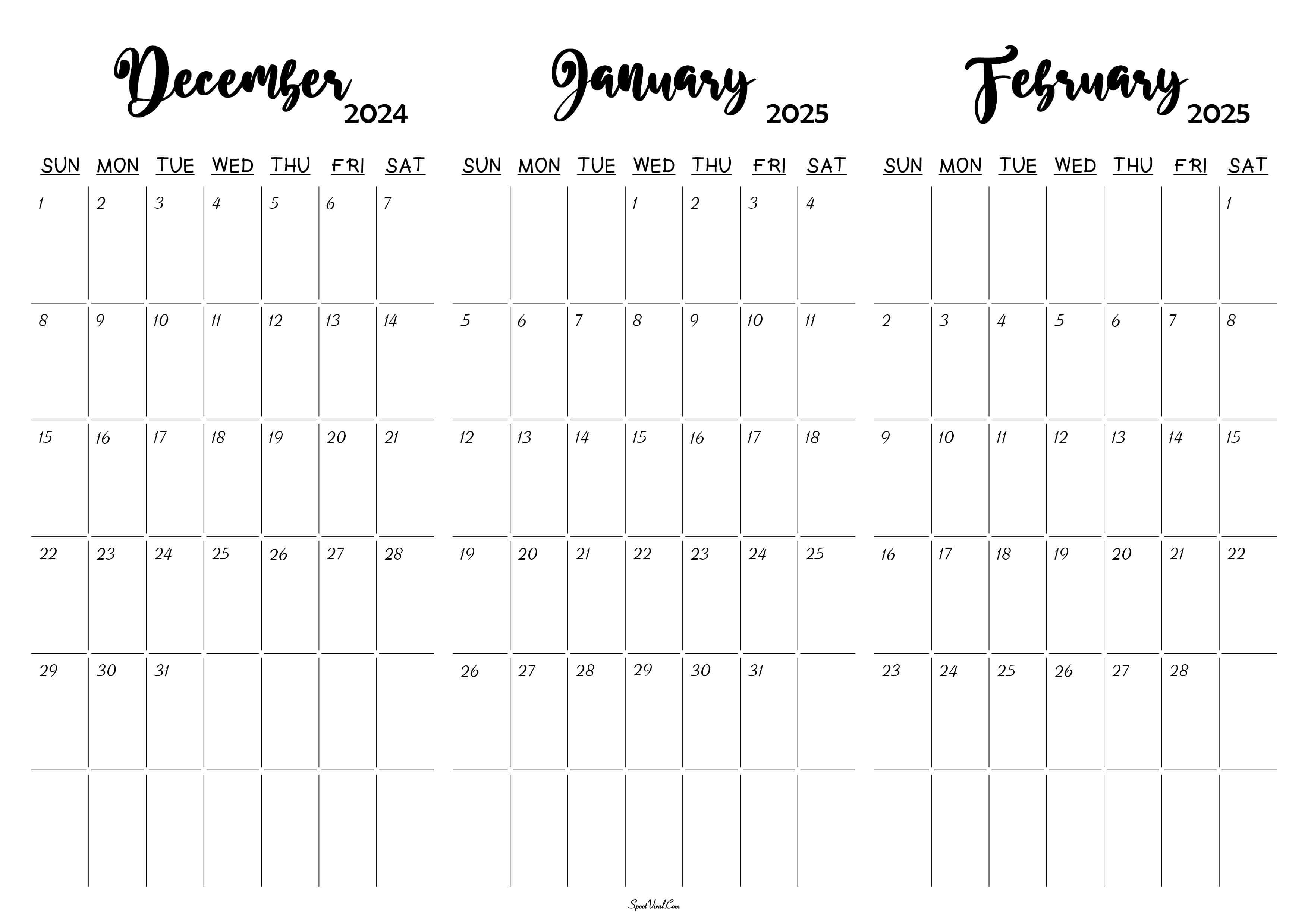 December 2024 January February 2025 Calendar