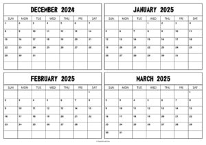 December 2024 January February March 2025 Calendar