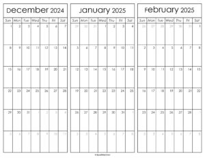 December 2024 and January February 2025 Calendar