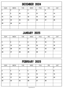 December 2024 to February 2025 Calendar