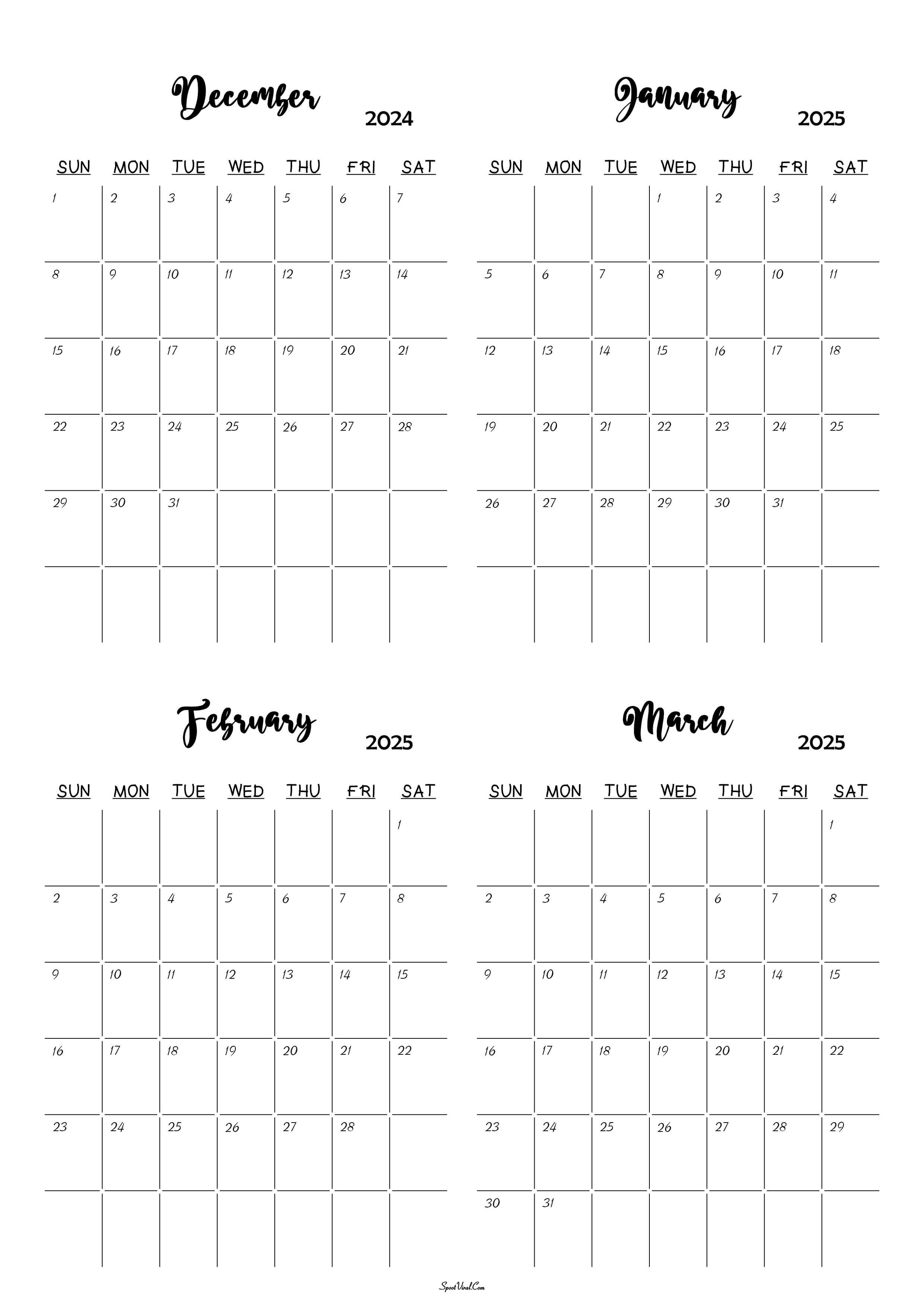 December 2024 To January 2025 Calendar Templates SpootViral