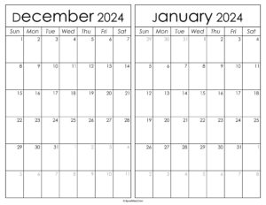 Printable December 2024 January 2025 Calendar