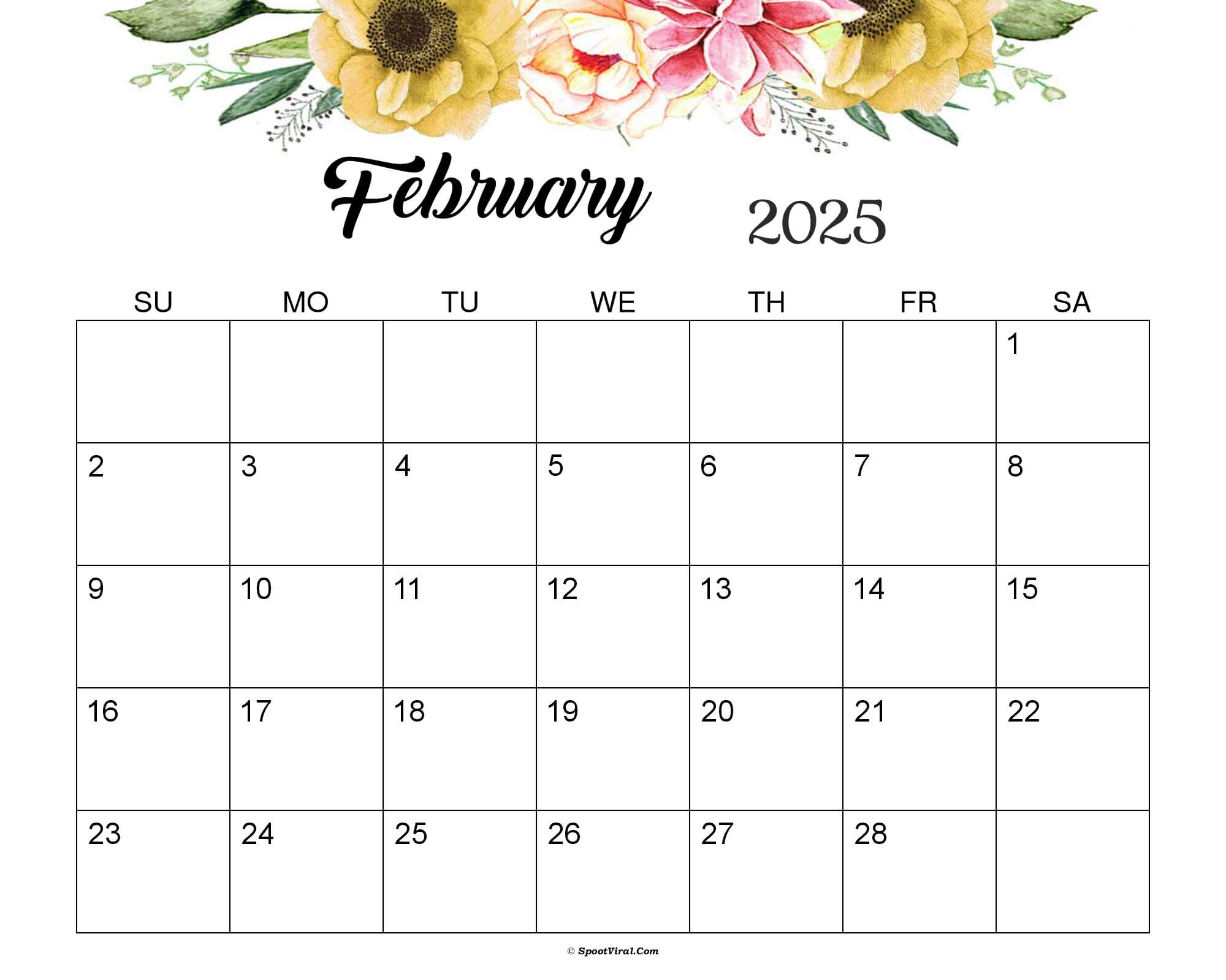 February 2025 Calendar Cute