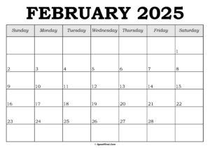 February 2025 Calendar Template