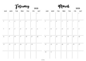 February March 2025 Calendar