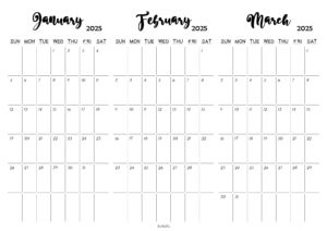 January February March 2025 Calendar