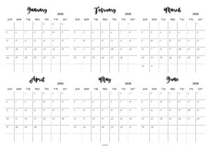 January to June 2025 Calendar