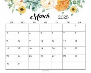 March 2025 Calendar Cute