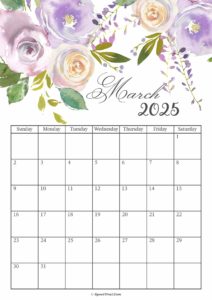 March 2025 Calendar Floral