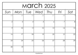 March 2025 Calendar Printable