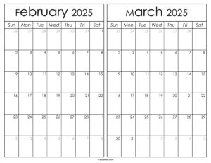 Printable February March 2025 Calendar