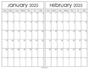 Printable January February 2025 Calendar