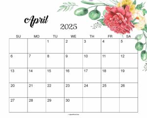 April 2025 Calendar Cute