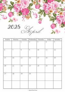 April 2025 Calendar Floral