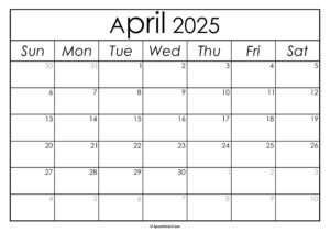 April 2025 Calendar Printable