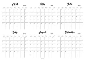 April to September 2025 Calendar