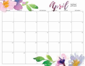 Cute April Calendar 2025 Printable