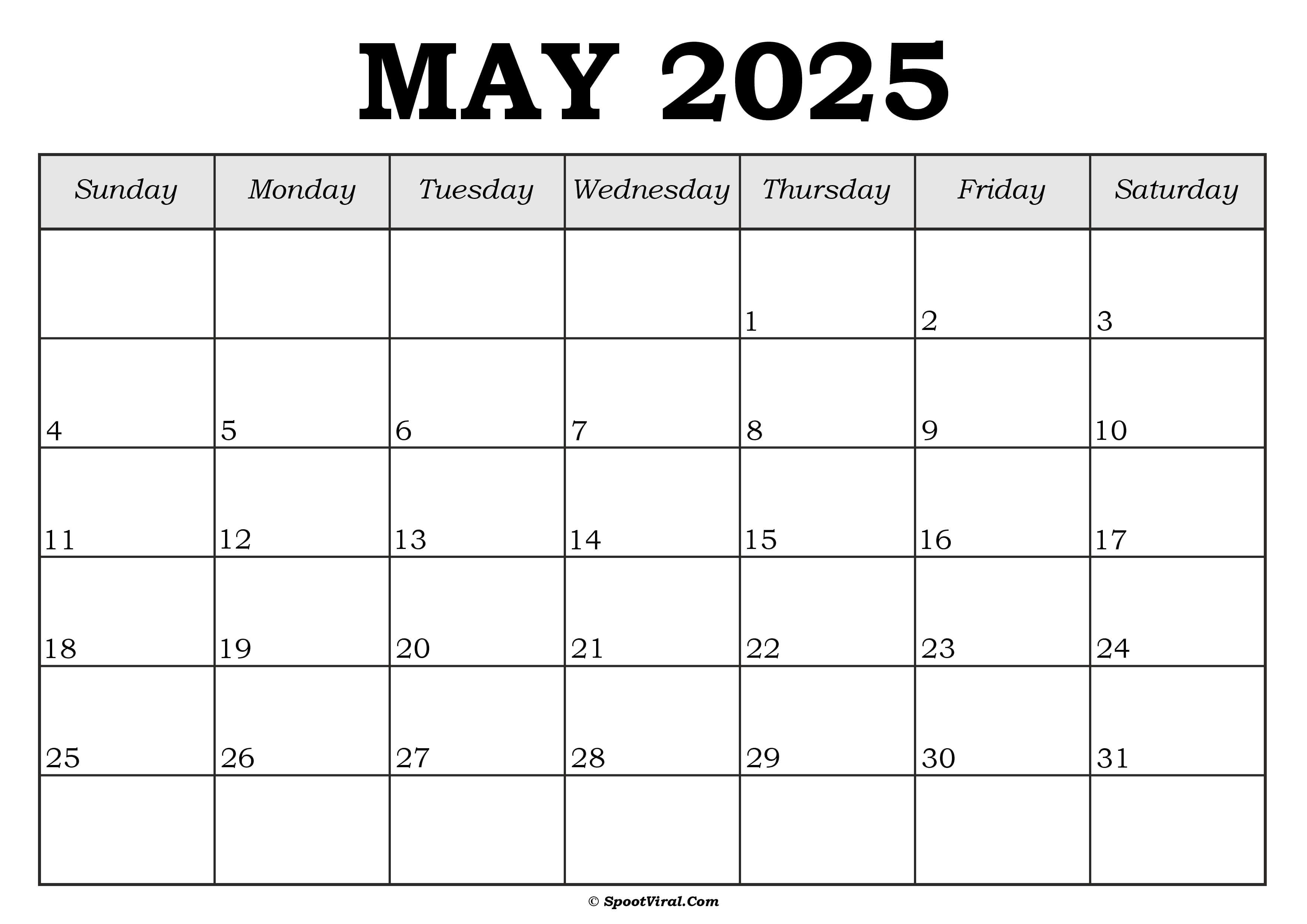 May 2025 Calendar Template