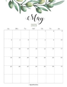 May Calendar 2025 Cute