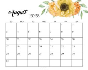 August 2025 Calendar Cute