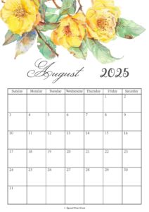 August 2025 Calendar Floral