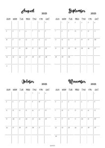 August to November 2025 Calendar