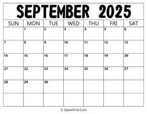 Blank Calendar September 2025