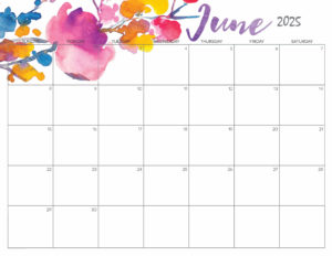 Cute June Calendar 2025 Printable