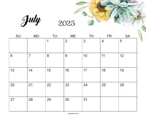 July 2025 Calendar Cute