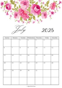 July 2025 Calendar Floral