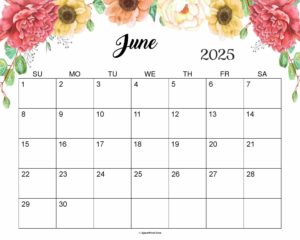 June 2025 Calendar Cute