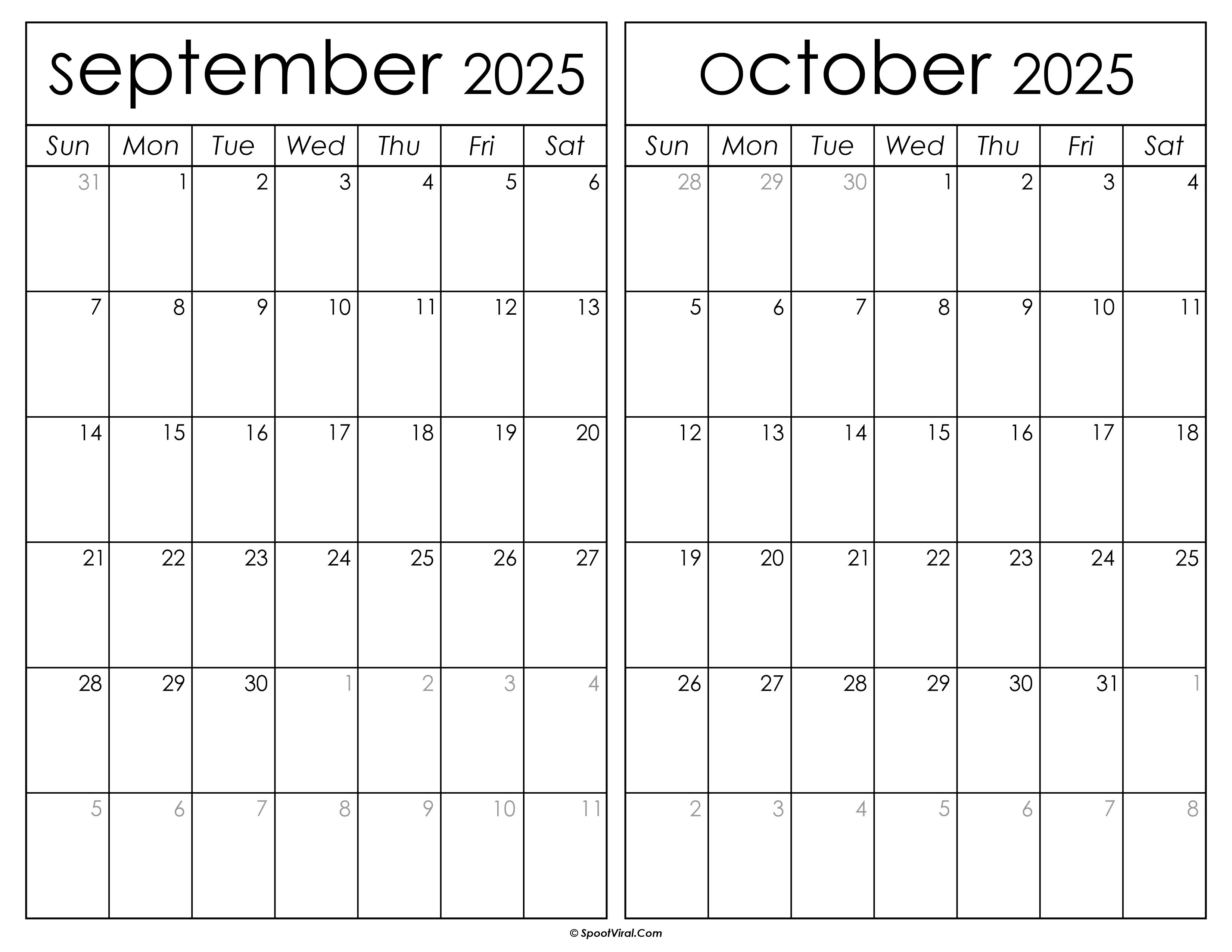 Printable September October 2025 Calendar