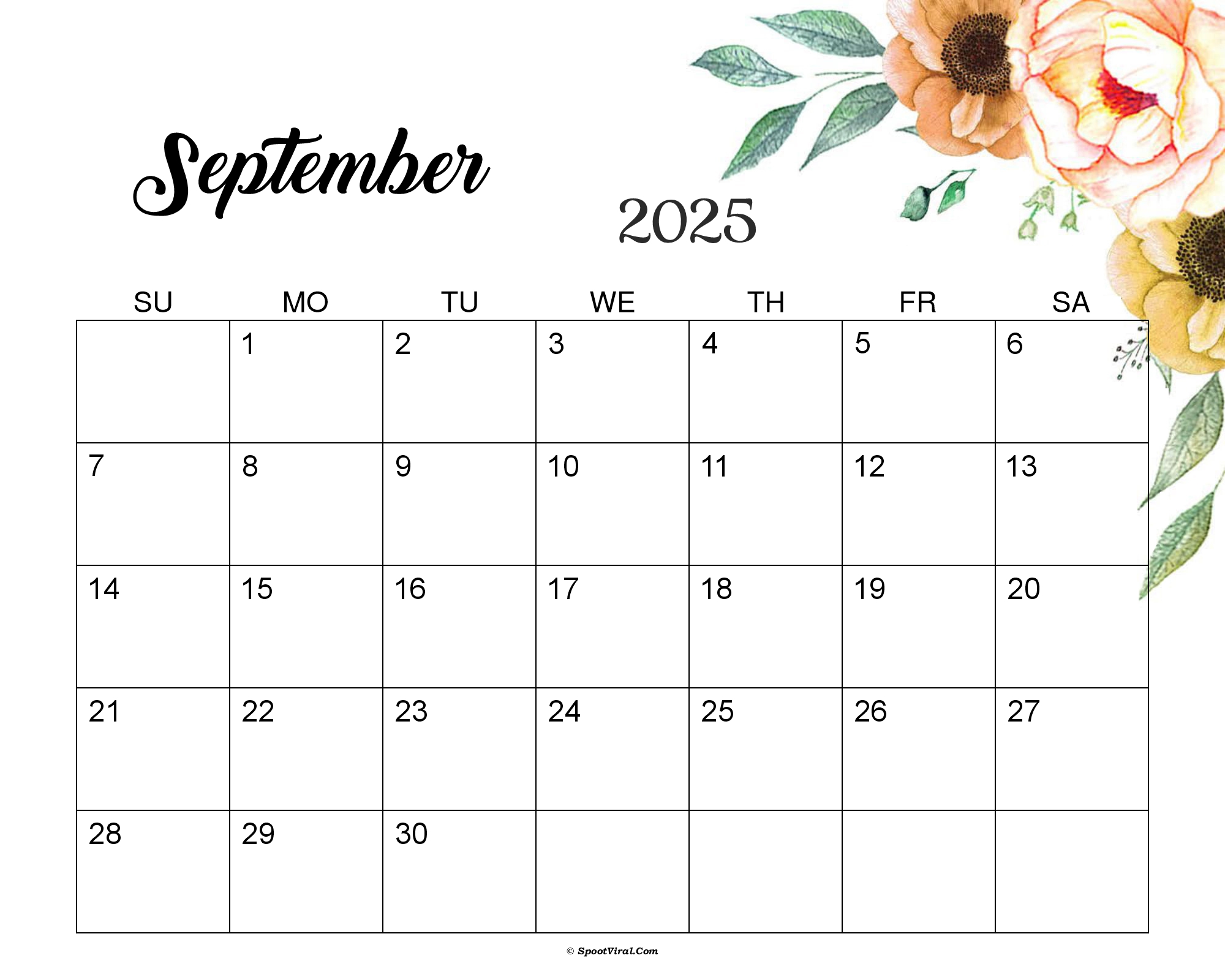 September 2025 Calendar Cute