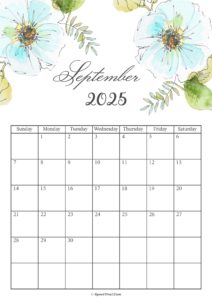 September 2025 Calendar Floral