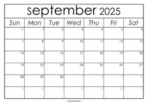 September 2025 Calendar Printable