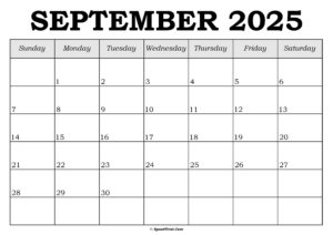 September 2025 Calendar Template