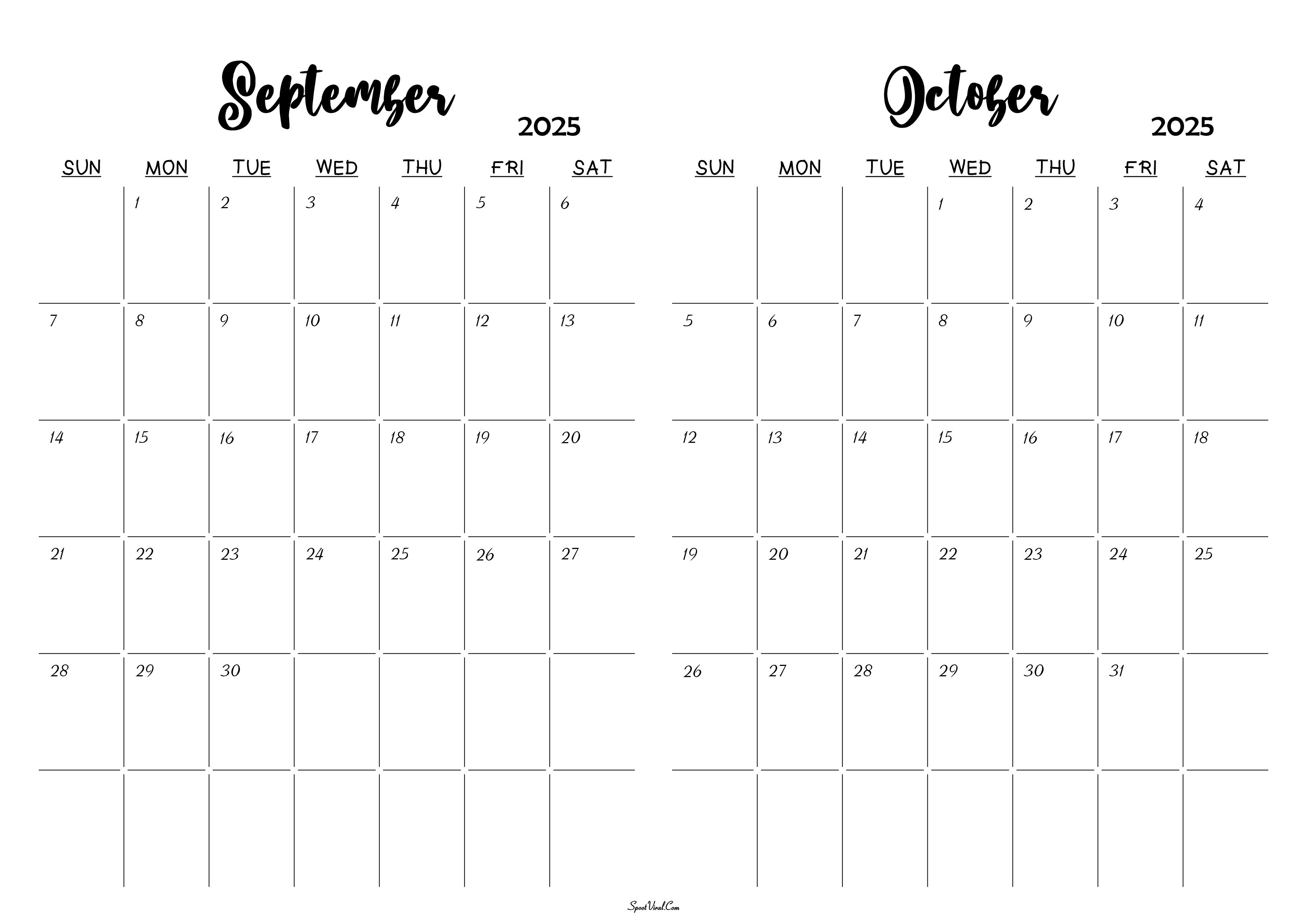 September October 2025 Calendar